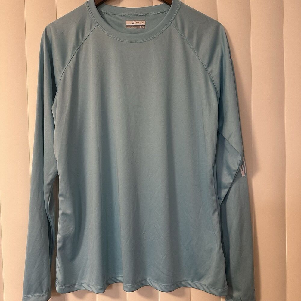 Columbia PFG Omni Shade Long Sleeve Fishing Shirt Blue XL Performance Mens